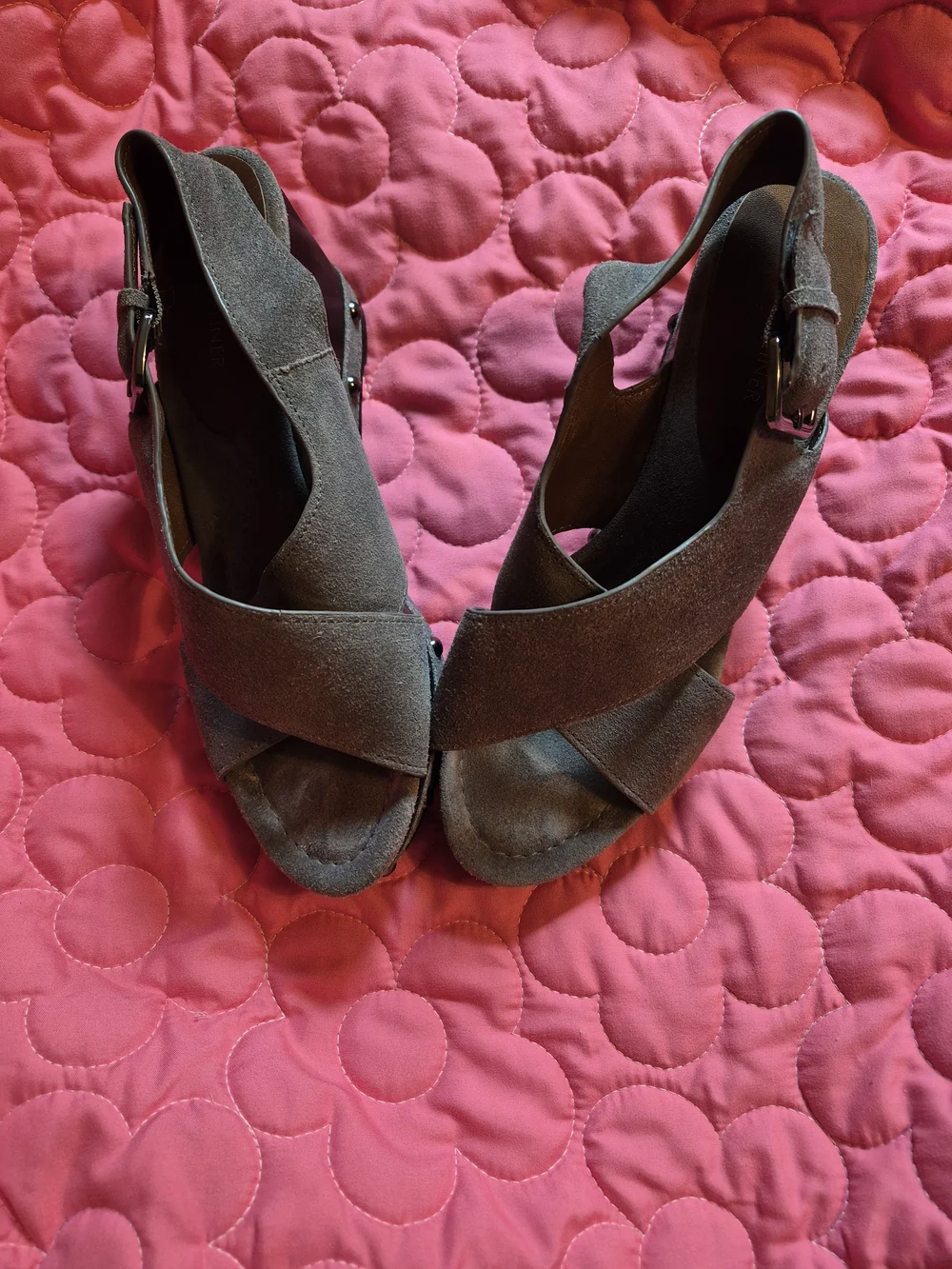 Donald J. Pliner Brown Suede Crisscross Wedge Sandals